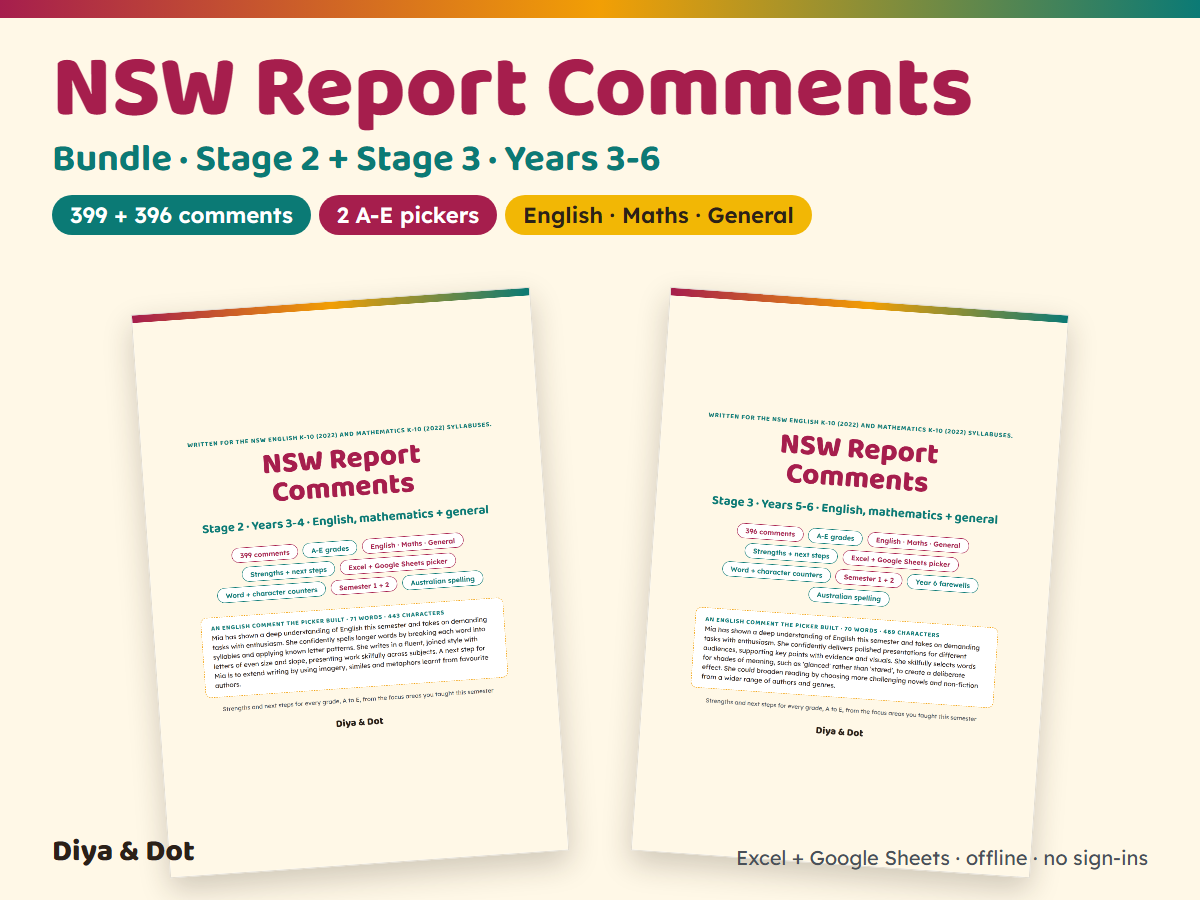 NSW Report Comments Stage 2-3 Bundle