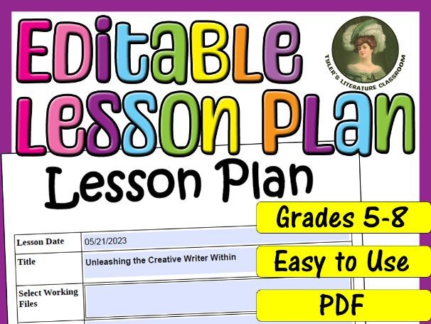 Creative Writing : Editable Lesson Plan for Middle School