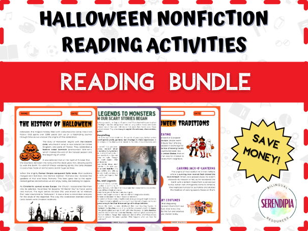BUNDLE | Halloween Nonfiction Reading Comprehension Middle School | KS3 KS4 Literacy | Vampires Zombies Ghosts Werewolves