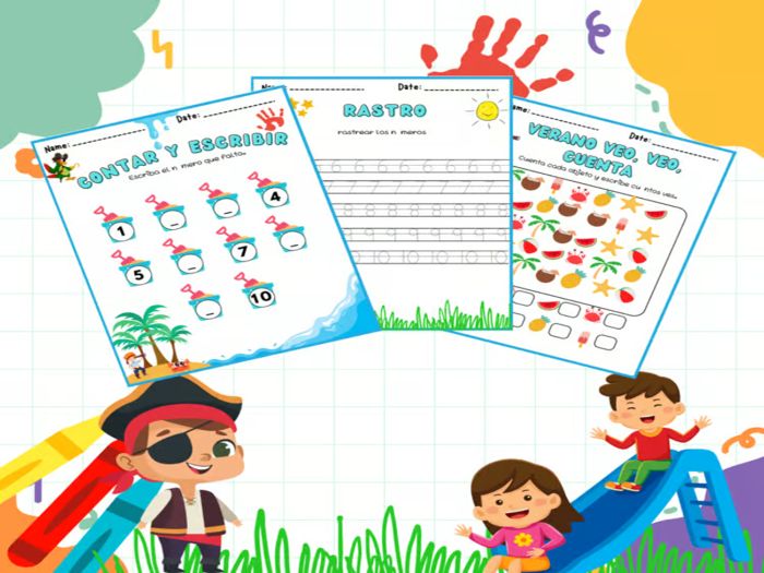 Summer Math Practice: Fun with Numbers 0-10 - Trace, Write, and Count in Spanich