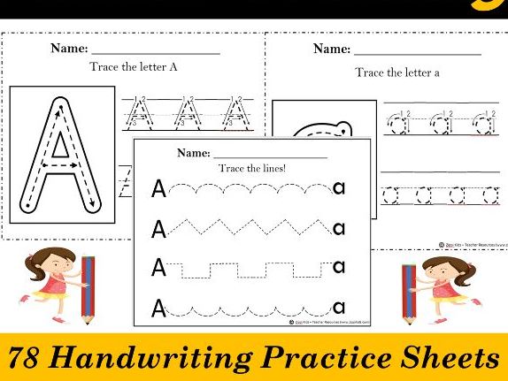 Alphabet Tracing, Letter Handwriting Practice Worksheets -78 Printable