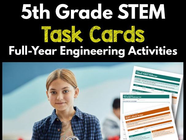 5th Grade STEM Task Cards | Full-Year Engineering Activities