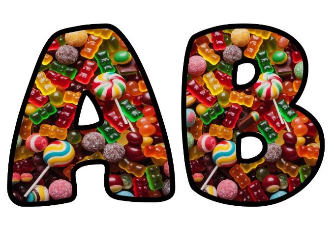 Jelly Bears Sweets Classroom Display | Lettering Set | Upper & Lowercase, 0-9 and Signs