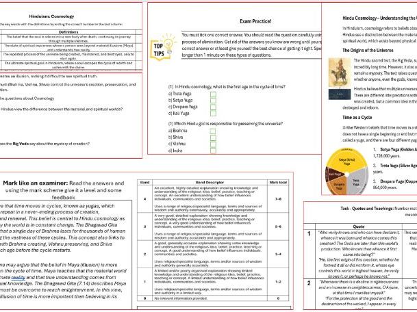 AQA Hindu Cosmology Revision guide /  Work booklet