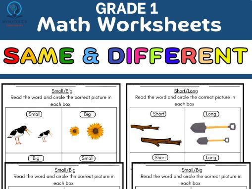 Same and Different Worksheets – Grade K & 1