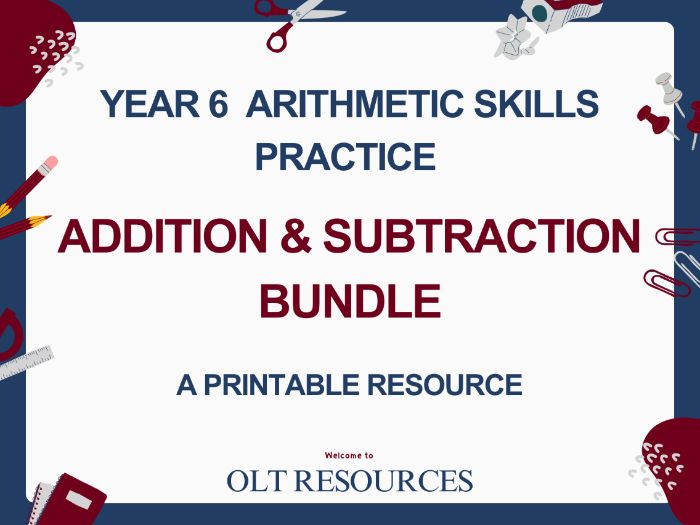 Year 6 Maths Arithmetic One-Page Skills Practice - Addition & Subtraction Bundle | Printable
