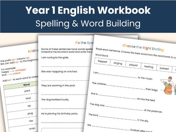 Year 1 English Workbook | Spelling and Word Building | Printable Worksheets
