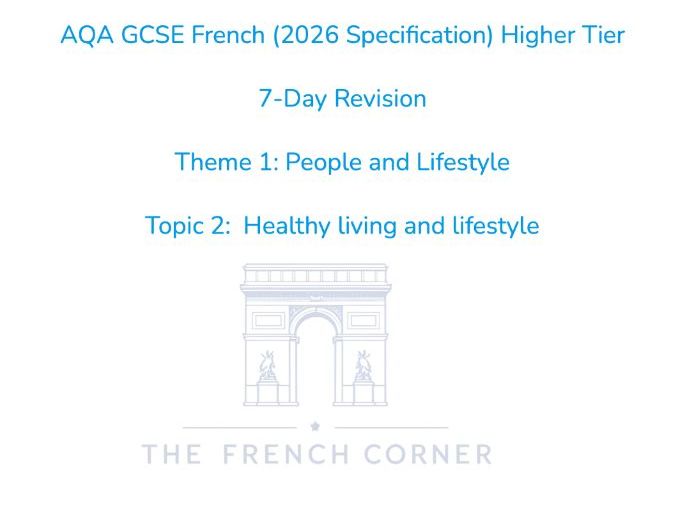 2026 AQA GCSE French Higher – 7-Day Revision Booklet 1.2 Healthy living & Lifestyle