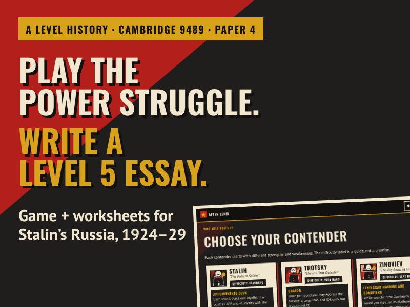 After Lenin: The Race for Power, 1924–29 – Interactive Stalin Game with worksheets and guides