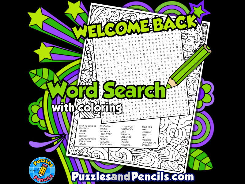 Welcome Back to School Word Search Puzzle with Colouring | New School Year Wordsearch