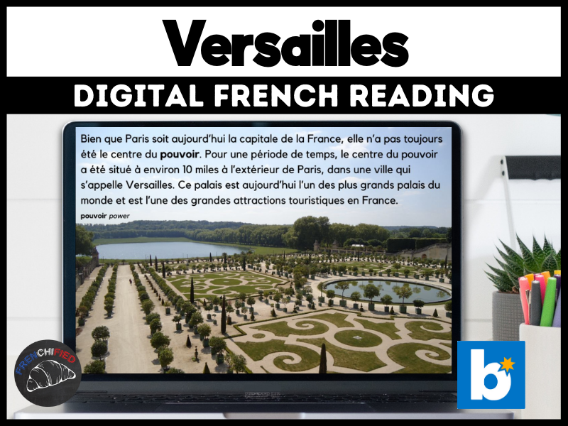 French reading comprehension Versailles for Boom™ cards Teaching