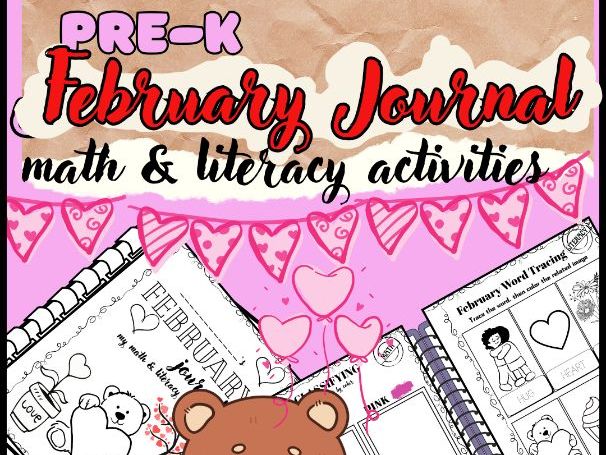 February Pre-K Journal | Literacy & Math Printable Activities