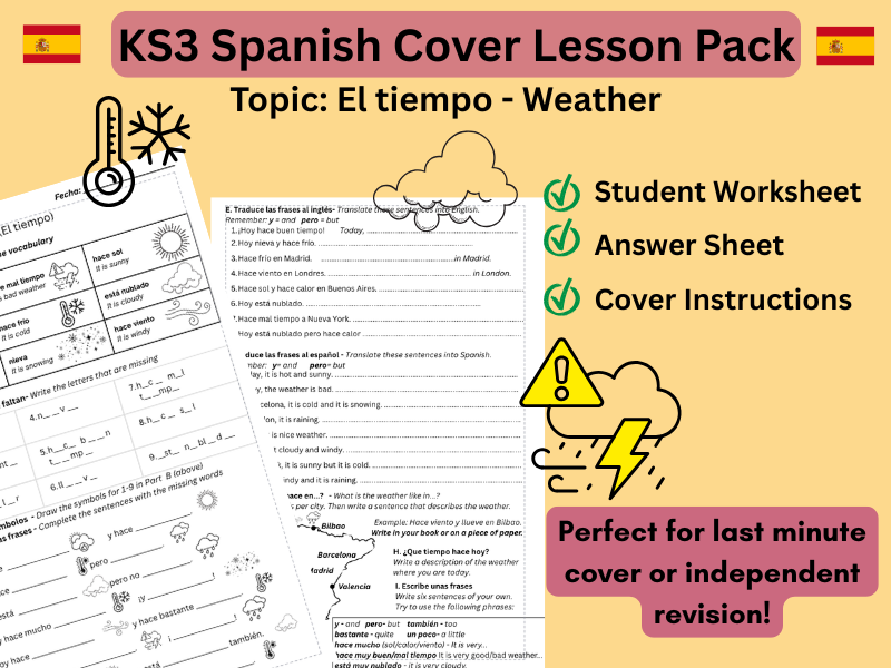 KS3 Spanish Cover Lesson- Weather (El tiempo)