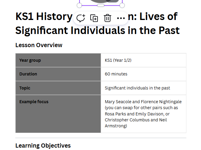 FREE: KS1 History Lesson Plan: Lives of Significant Individuals in the Past