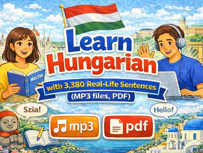 Learn Hungarian with 3,380 Real-Life Sentences(MP3 files, PDF)