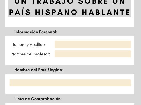 Spanish Speaking Country/Culture Project