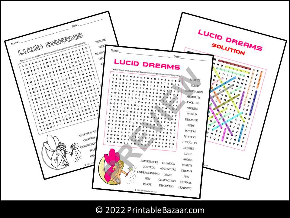 Lucid Dreams Word Search Puzzle Teaching Resources Lucid Dreams Word Search Puzzle Teaching Resources