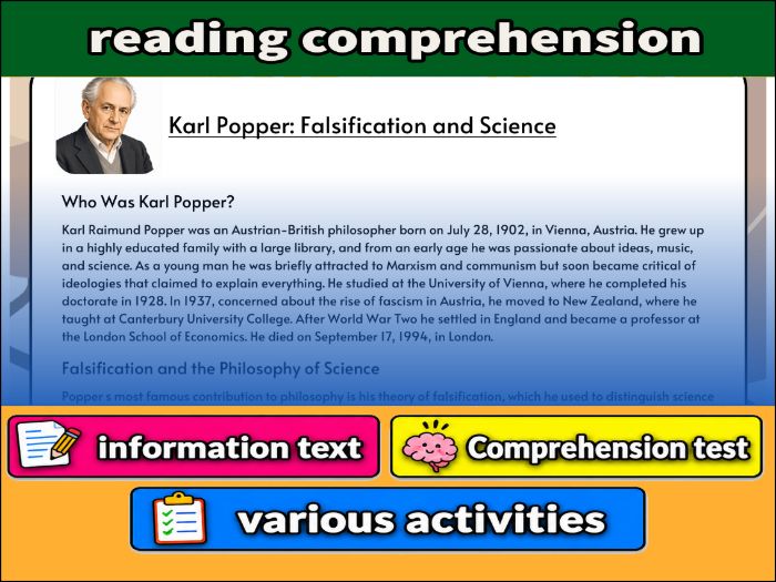 Karl Popper: Falsification and Science- Reading Comprehension, Worksheet & Activities