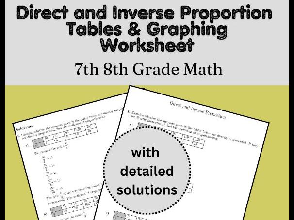 Direct and Inverse Proportion Tables & Graphing Worksheet | 7th 8th Grade Math