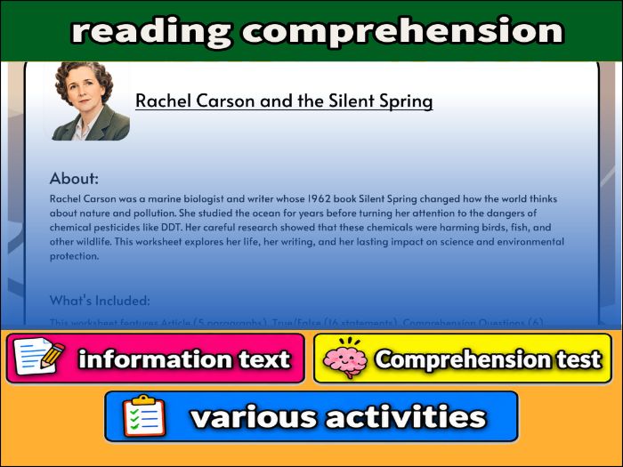 Rachel Carson and the Silent Spring- Reading Comprehension & Activities