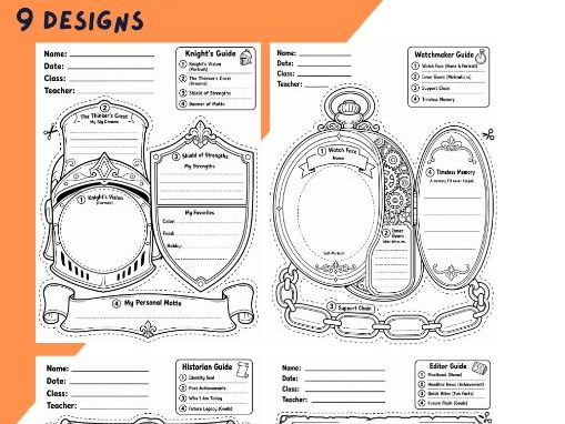 All about me - History bulletin board design and worksheets