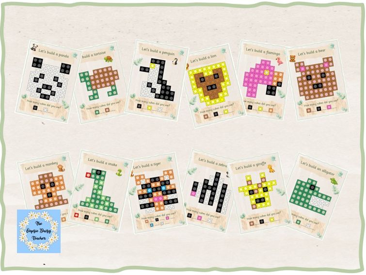 Multilink/Snap Cube Challenge Cards - Zoo (Natural Theme)