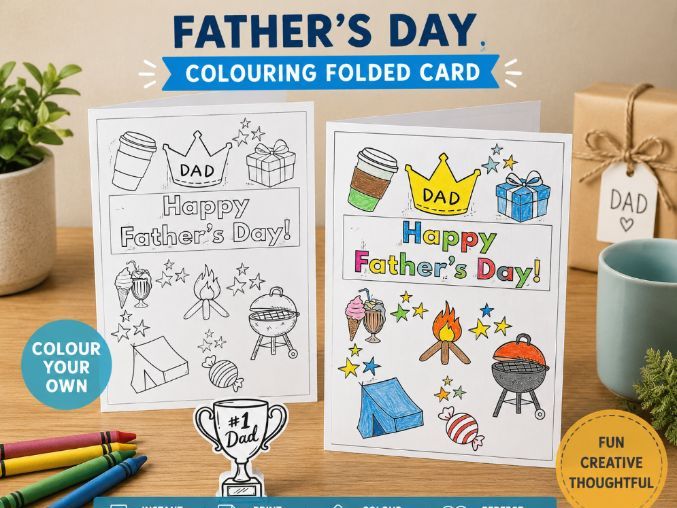 Father's Day Colouring Card, Father's Day Craft and Writing Activity