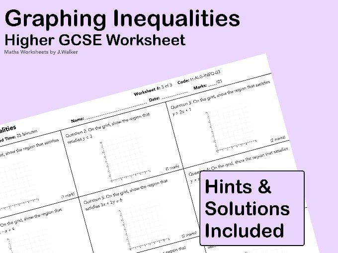 GCSE Maths Worksheet: Graphing Inequalities - Higher Tier