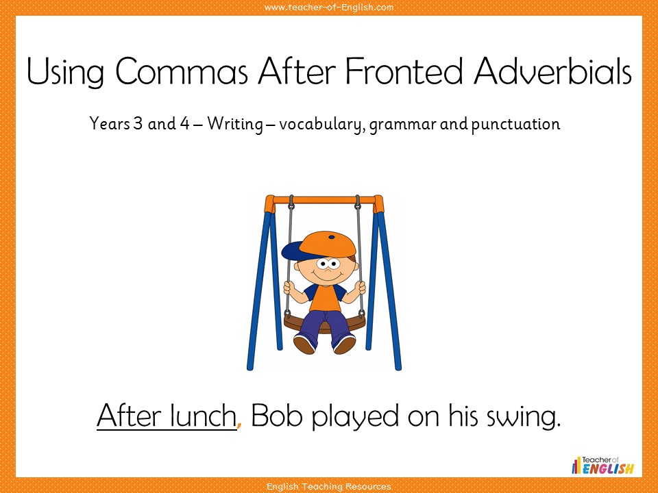 Using Commas After Fronted Adverbials - Years 3 and 4 Punctuation