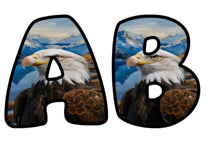 Bird Of Prey Eagle American Lettering Set for Classroom Display | Upper & Lowercase, 0-9 and Signs