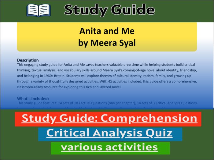 Anita and Me by Meera Syal, study guide & Activities