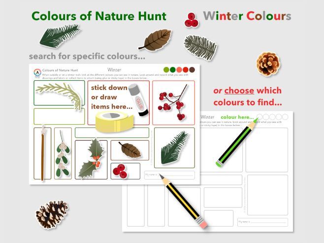 Winter Walk Collect Colours of Nature Scavenger Hunt | EYFS & KS1 Activity