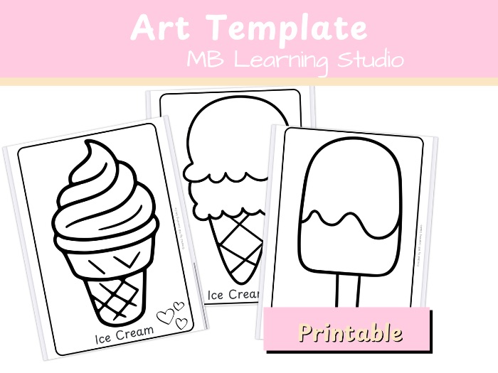 Ice Cream Art Template – Beach Summer-Themed Creative Activity for EYFS, KS1 & PreK–1st Grade