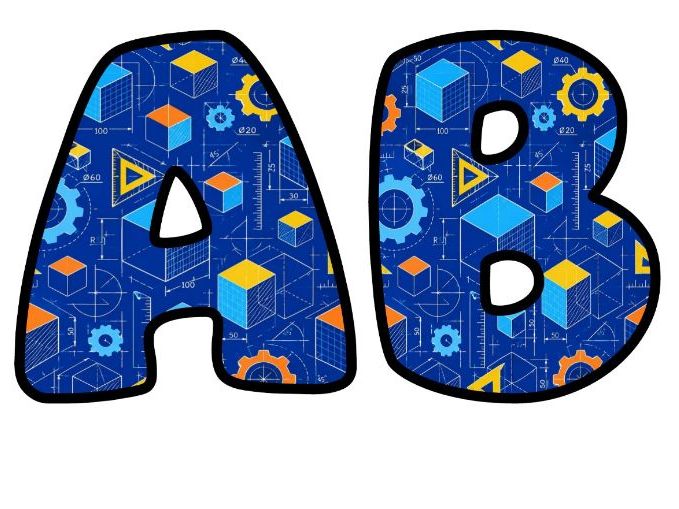 Engineering Blueprint Navy Bubble Letters | Art and Music Bulletin Board Letters