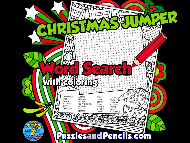 Christmas Jumper Word Search Puzzle Activity Page | Christmas Wordsearch