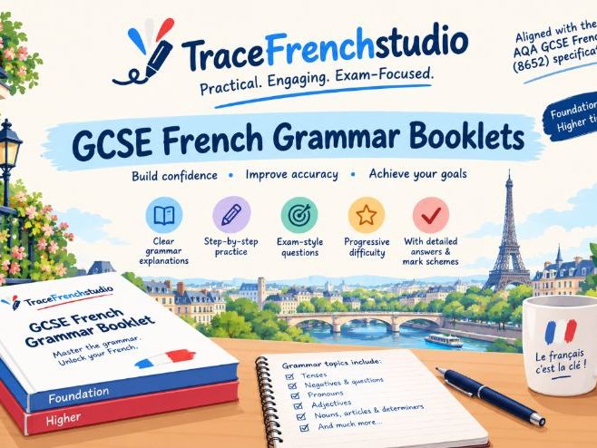 GCSE GRAMMAR BOOKLET| ADJECTIVES| Agreement and Position| Year 11| Year 10| AQA New Spec