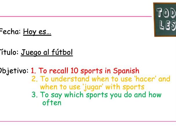 KS3 Spanish Free Time L7 Juego al fútbol (PPT+WS)