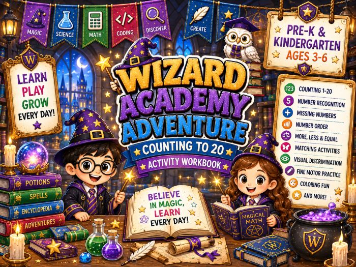 Wizard Math Worksheets | Counting to 20 & Number Sense Activities | Pre-K–Kindergarten