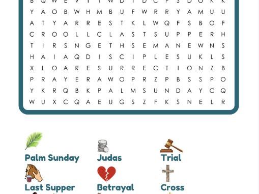 Holy Week Word Search with Picture Clues | Easter RE Activity (Ages 7–9)