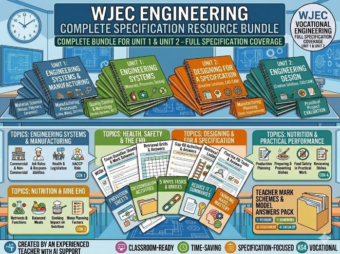 WJEC Engineering Complete Specification Resource Pack Bundle | Units 1, 2 and 3