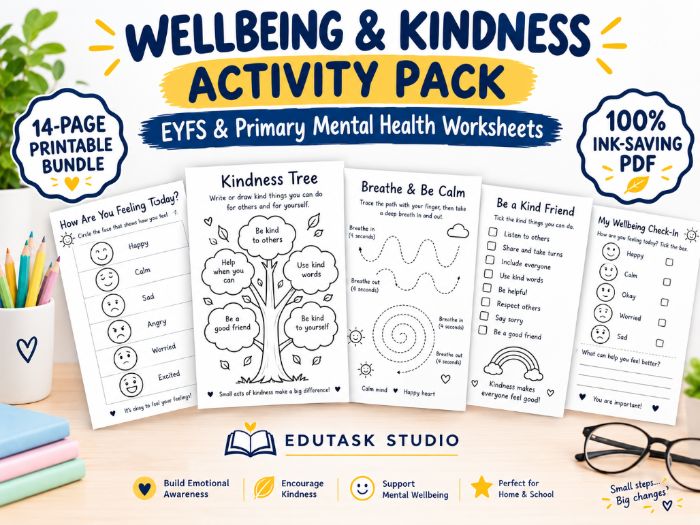 World Mental Health Day & Kindness Activity Pack | EYFS & Primary Wellbeing Worksheets