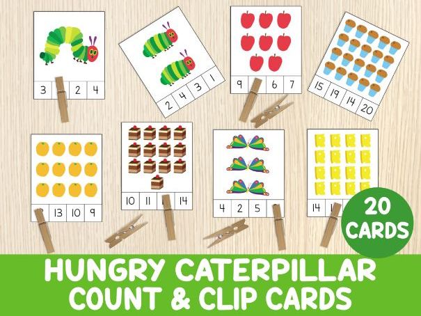 Hungry Caterpillar Count and Clip Cards