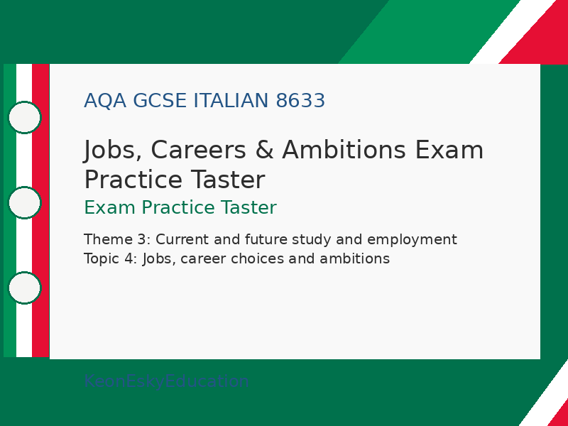 AQA GCSE Italian – Jobs, Careers & Ambitions Exam Practice Taster