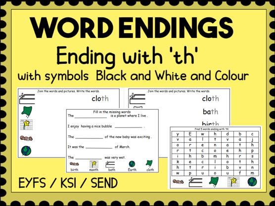 Word Endings Ending With th Worksheets Teaching Resources