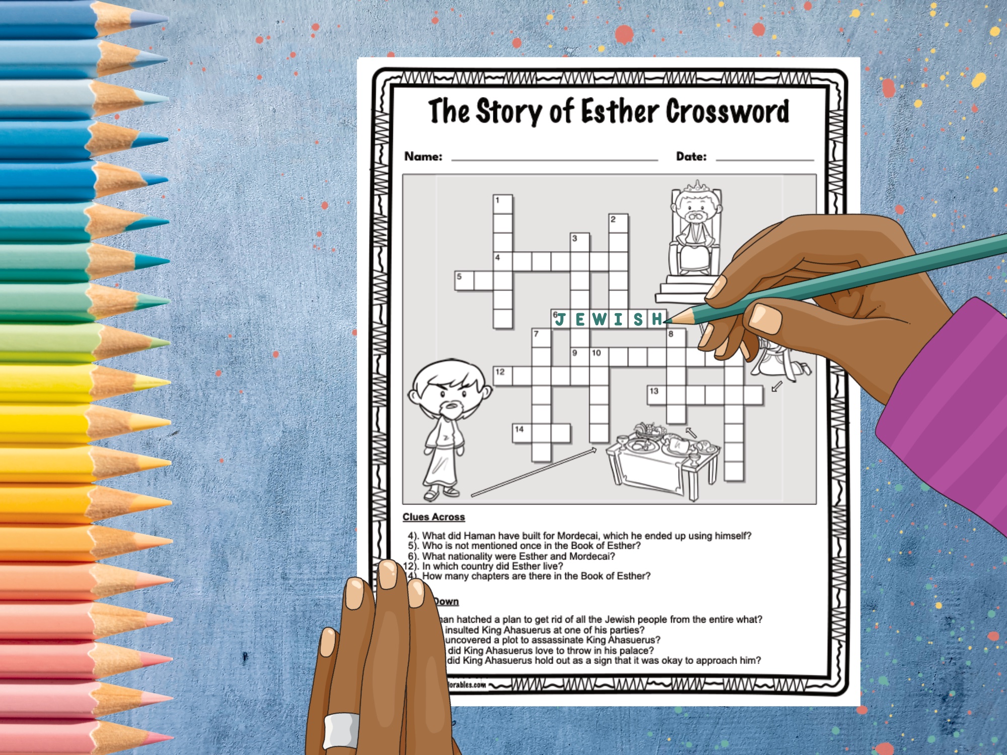 The Story Of Esther Crossword Puzzle Printable Teaching Resources