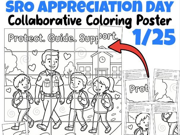 SRO Appreciation Day Collaborative Coloring Poster | Protect Guide Support