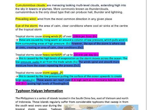 OCR B GCSE Geography- Global hazards revision booklet with questions