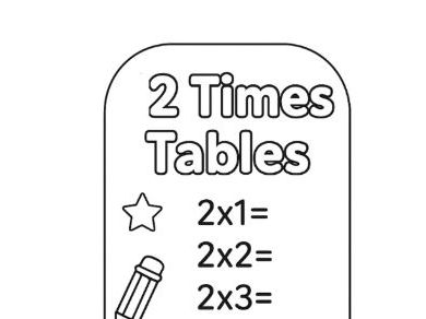 2 Times Tables Colouring Template Bookmark MTC