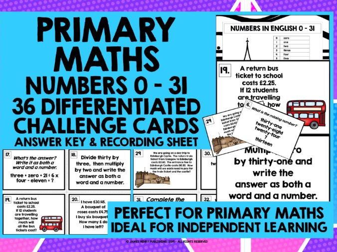 PRIMARY MATHS NUMBERS 031 CHALLENGE CARDS Teaching Resources