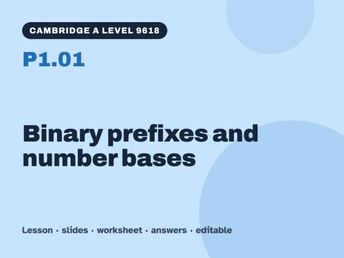 Cambridge A Level Computer Science 9618 – P1.01 Binary prefixes and number bases